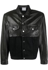 VTMNTS contrasting leather-block denim jacket - Nero