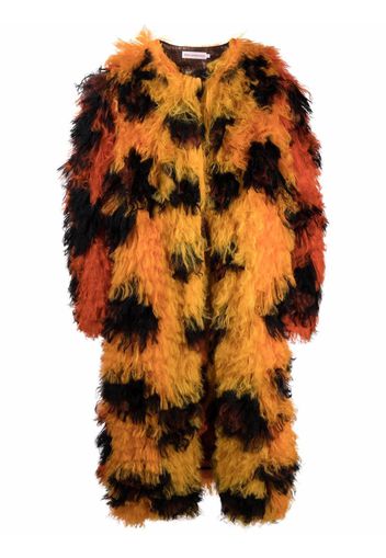 Walter Van Beirendonck leopard faux-fur coat - Arancione