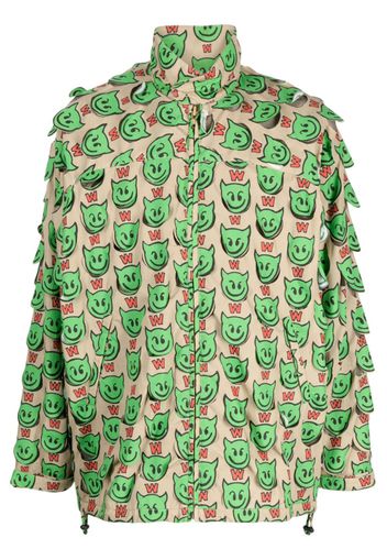 Walter Van Beirendonck motif-print zip-up jacket - Marrone