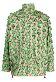 Walter Van Beirendonck motif-print zip-up jacket - Marrone