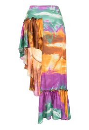 Wandering Gonna asimmetrica con fantasia tie-dye - Viola