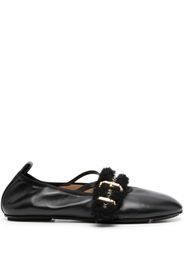 Wandler buckled round-toe leather ballerinas - Nero