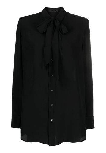 WARDROBE.NYC pussy-bow collar silk shirt - Nero