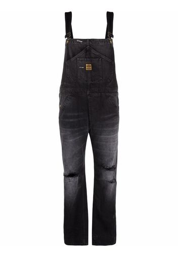 WASHINGTON DEE CEE distressed-effect denim dungarees - Nero