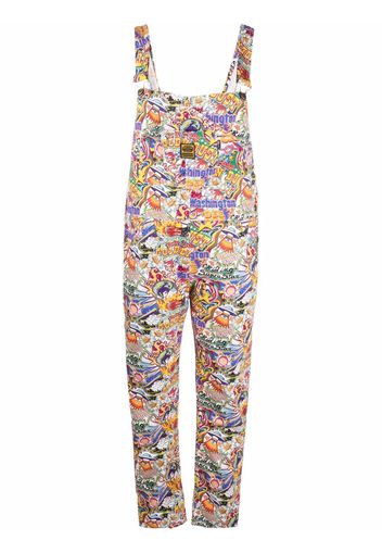 WASHINGTON DEE CEE graphic-print cotton dungarees - Bianco