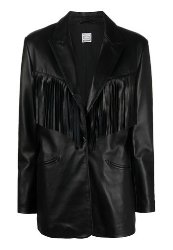 WASHINGTON DEE CEE fringed-trim leather jacket - Nero