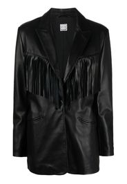 WASHINGTON DEE CEE fringed-trim leather jacket - Nero