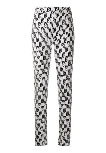 We11done logo pattern knitted leggings - Bianco