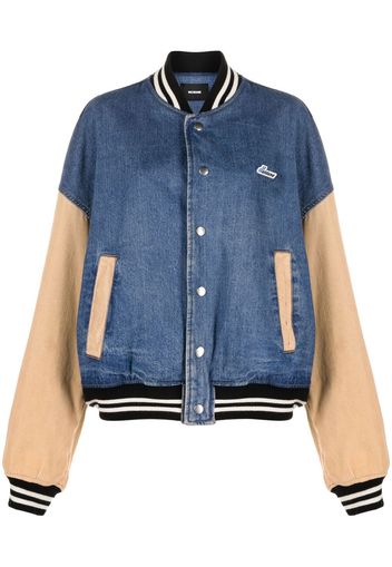 We11done denim varsity jacket - Blu