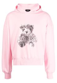 We11done teddy bear-print cotton hoodie - Rosa