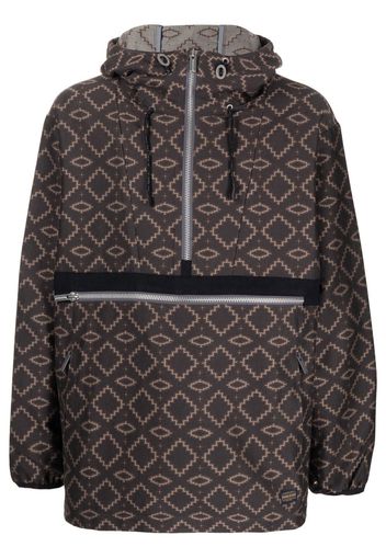 White Mountaineering geometric pattern half-zipped jacket - Marrone