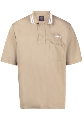 White Mountaineering logo-embroidered cotton polo shirt - Marrone