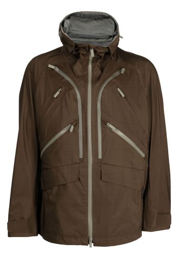 White Mountaineering zip-up plaid hooded jacket - Marrone