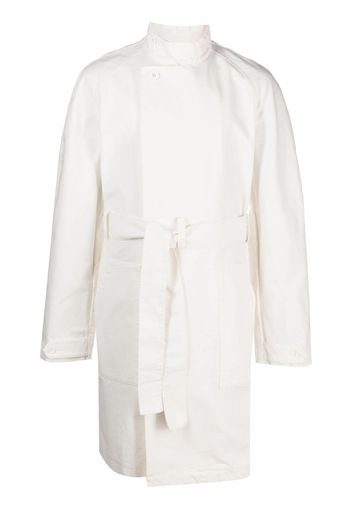 Winnie NY stand-up collar belted cotton coat - Toni neutri