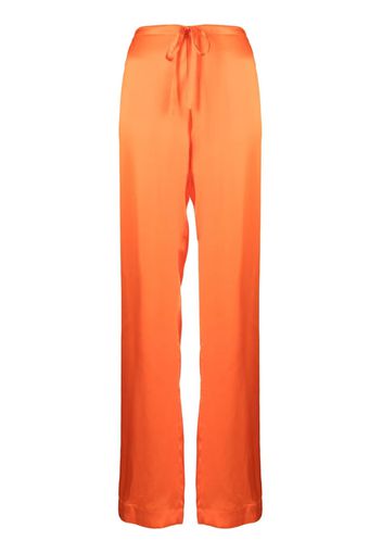 WOERA drawstring silk palazzo trousers - Arancione