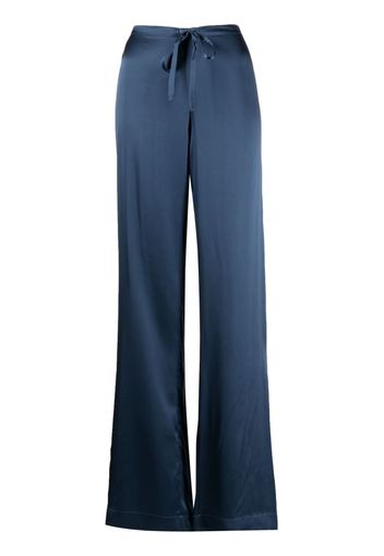 WOERA drawstring-waist silk palazzo trousers - Blu