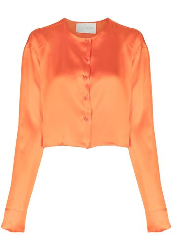 WOERA collarless silk shirt - Arancione