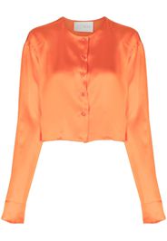 WOERA collarless silk shirt - Arancione