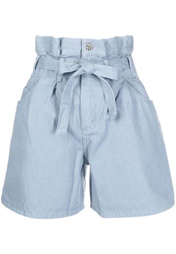 Won Hundred paperbag-waist denim shorts - Blu