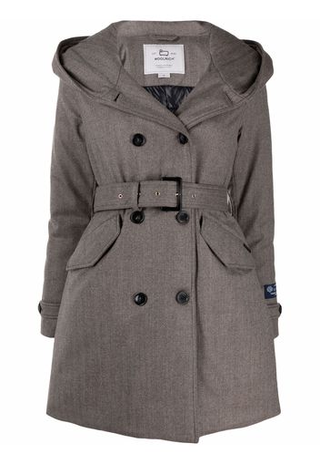 Woolrich hooded double-breasted coat - Marrone