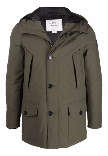 Woolrich logo-patch parka coat - Verde