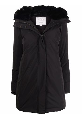 Woolrich faux fur-trimmed hooded padded coat - Nero