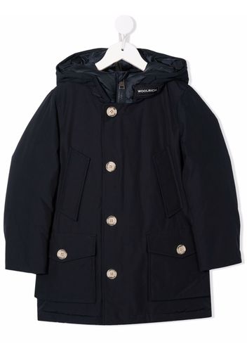 Woolrich Kids collar-logo hooded padded coat - Blu