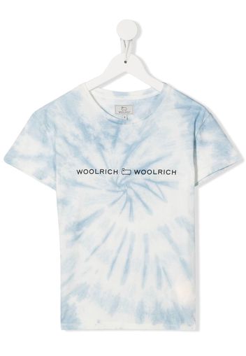 Woolrich Kids logo print tie-dye T-shirt - Blu