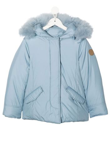 Woolrich Kids logo-patch hooded jacket - Blu