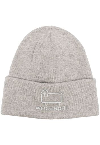 Woolrich embroidered-logo beanie hat - Grigio