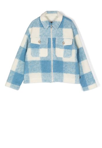 Woolrich Kids check-print knitted jacket - Blu