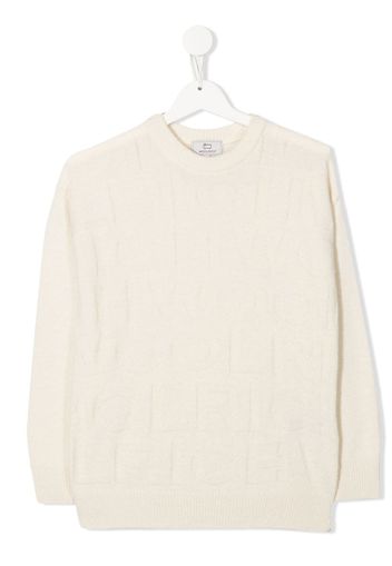 Woolrich Kids logo knit crew-neck jumper - Bianco