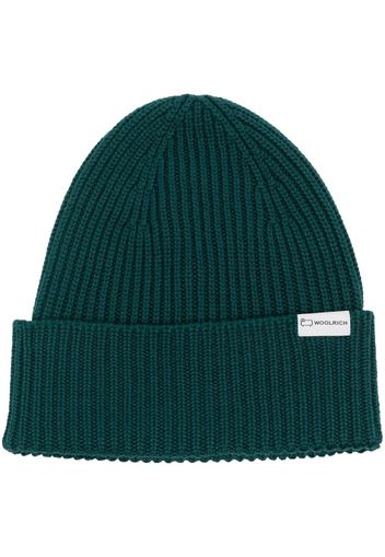 Woolrich logo-tag ribbed beanie - Verde