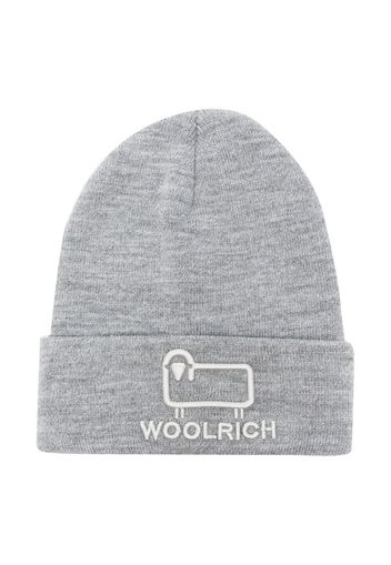 Woolrich Kids logo-embroidered beanie - Grigio