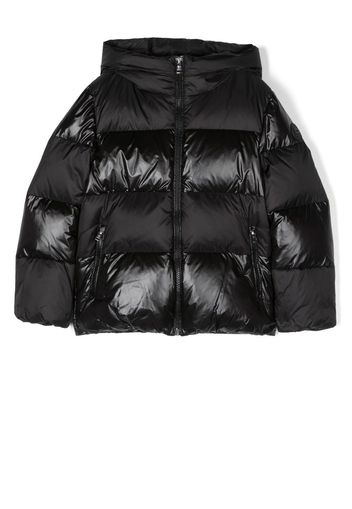 Woolrich Kids contrasting panel high-shine padded coat - Nero