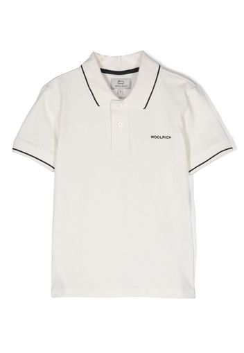 Woolrich Kids tipped polo shirt - Bianco