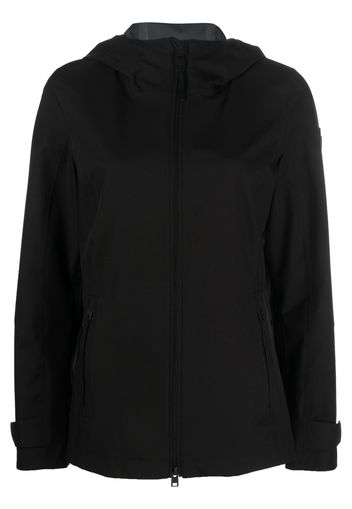 Woolrich logo-patch hooded zip-up jacket - Nero