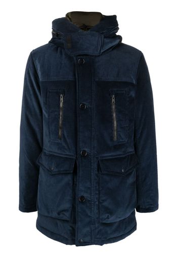 Woolrich corduroy logo-print hooded jacket - Blu