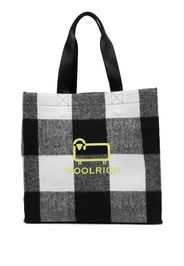 Woolrich logo-print check tote bag - Nero