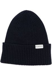 Woolrich logo-tag ribbed beanie - Blu