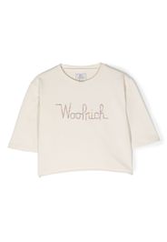 Woolrich Kids logo-embroidered cropped T-shirt - Toni neutri