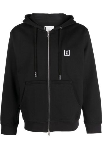 Wooyoungmi logo-patch cotton zip-up hoodie - Nero