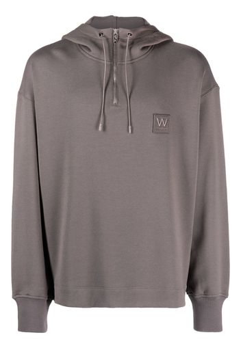 Wooyoungmi logo-patch half-zip cotton hoodie - Grigio