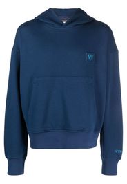 Wooyoungmi embroidered-logo cotton hoodie - Blu
