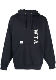 WTAPS logo-print cotton drawstring hoodie - Blu