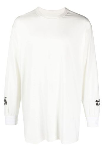 Y-3 GFX L/S logo-flocked T-shirt - Bianco