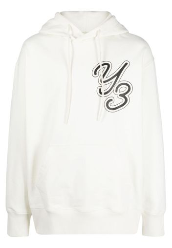 Y-3 logo-print organic cotton hoodie - Bianco