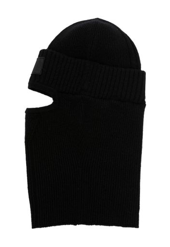 Y-3 logo-patch ribbed-knit balaclava - Nero