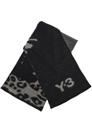 Y-3 intarsia-knit logo scarf - BLACK/CORE WHITE