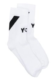 Y-3 intarsia-knit logo socks - Bianco